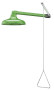 A photograph of a green Guardian GBF1643GRN Barrier-Free Emergency Showers, Horizontally Mounted, Plastic Shower Head.