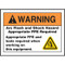 A drawing of an orange and white 07300 ansi arc flash label with arc flash icon.