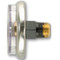 A photograph of side of a 09833 halotron I fire extinguisher gauge.