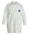 A photograph of a white 15010 DuPont Tyvek® lab coat, with 30 per case.