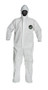 A photograph of front of a 15026 Proshield® 50 coveralls, with zipper front, elastic wrists and ankles, and hood.