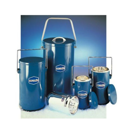 DILVAC Blue Metal-Cased Glass Dewar Flasks