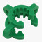 A photograph a green size 10 24000 plastic standard taper joint clip.