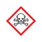 A photograph of a 03605 GHS skull and crossbones pictogram label.
