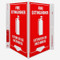 Photograph of the Bilingual English/Spanish Fire Extinguisher Wall-Projecting V-Sign w/ Icon and Down Arrow.