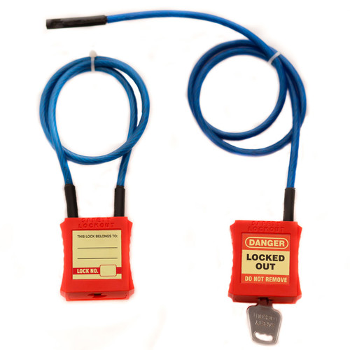 Multiple Padlocks Adapter Combination Cable and Padlock Lockout Device w/ 1, 2, 3, or 4-foot Cable