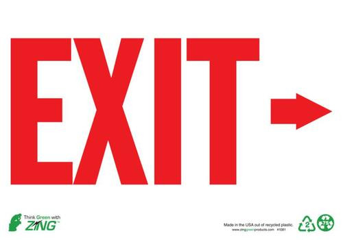 Zing Exit Signs w/Right Arrow, 7