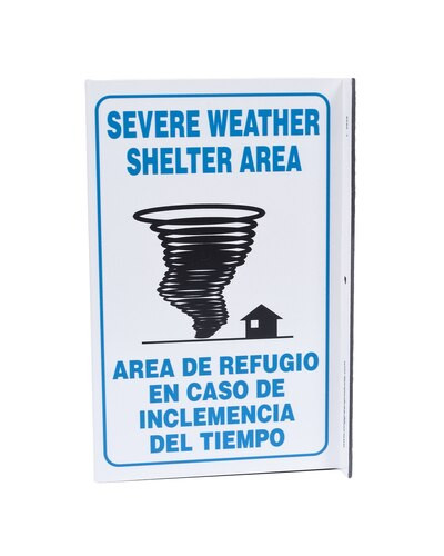 Bilingual English/Spanish Severe Weather Wall-Projecting L-Sign w