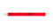 Picture of a red band printed with bold text reading "COVID-19 PRE-SCREENED” with  spaces for the date and a person's temperature, flattened out.