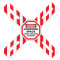 A drawing of a white,red, and black 08516 Danger Confined Space Permit Required For Entry, Man-Way Cross™ Barrier.