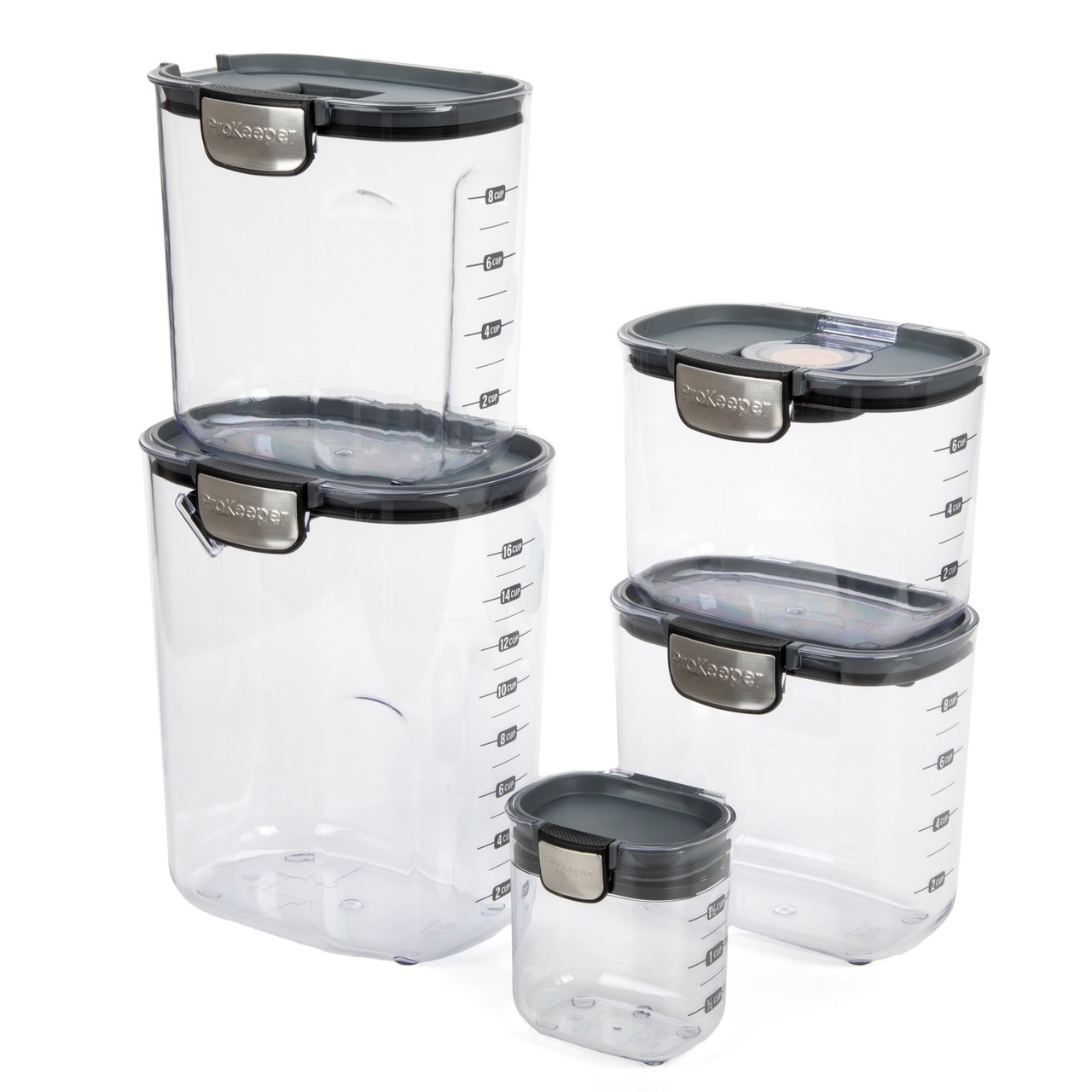 Progressive Prepworks ProKeeper 6 Piece Kitchen Clear Plastic Airtight Food  Flour And Sugar Storage Organization Container Baking Canister Set