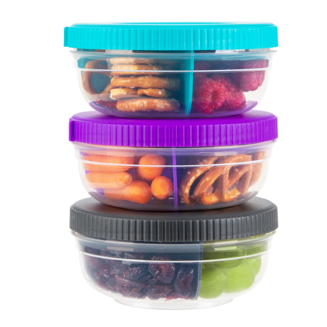 Stackable lids so containers can snap together.