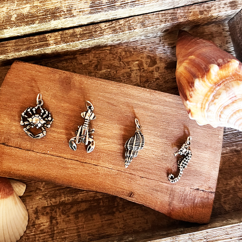 Oxidized Silver Shell Charm