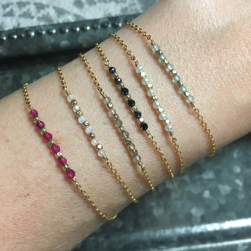 Dainty Gemstone Bar Bracelet