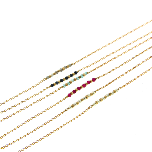 Dainty Gemstone Bar Necklace