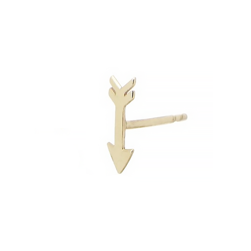 Gold Arrow Stud Earring - Single