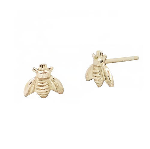 14k or Silver Bee Stud Earrings - Single