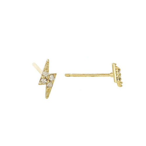 Tiny Lightning Bolt Diamond Stud - Single