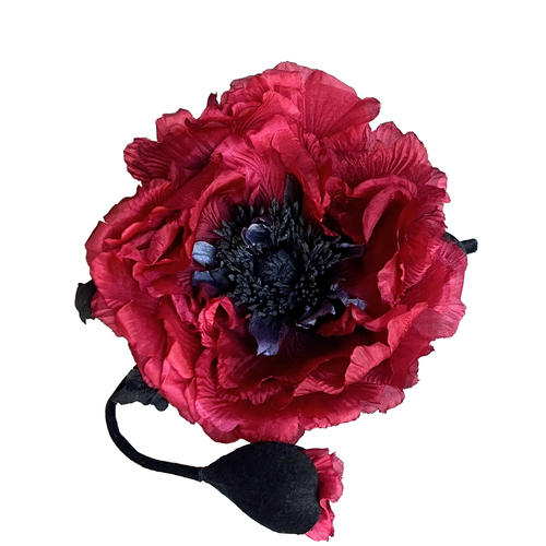Silk Dark Red Poppy Flower