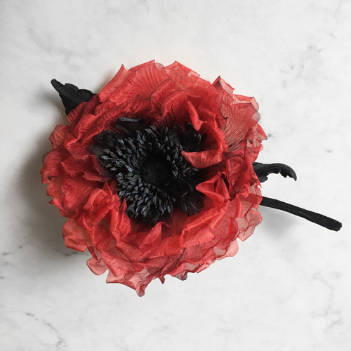 Silk Dark Red Poppy Flower