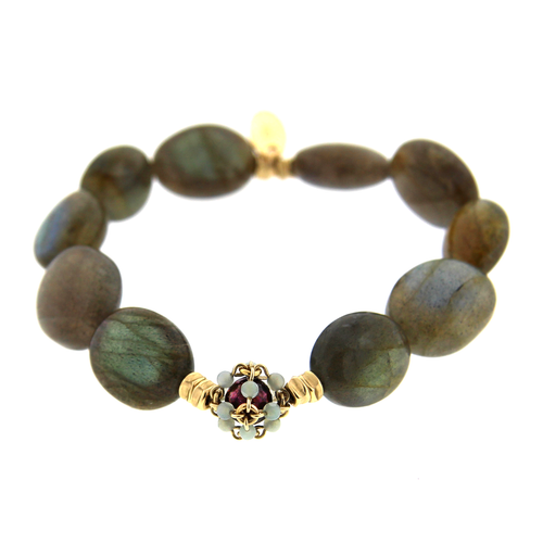 Stretch Bracelet with Bead Cluster and Hammered Beads