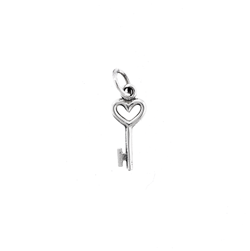 Sterling Silver Heart Key Charm