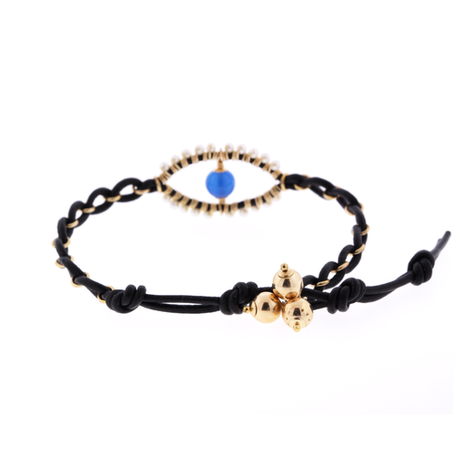 Wave Link Large Eye Leather Bracelet
