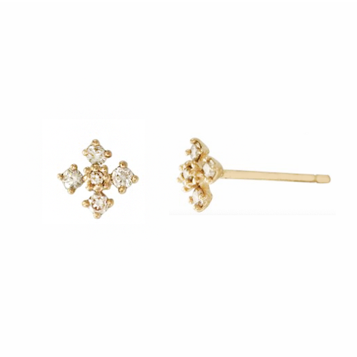 14k Cross Stud with Diamonds - Single