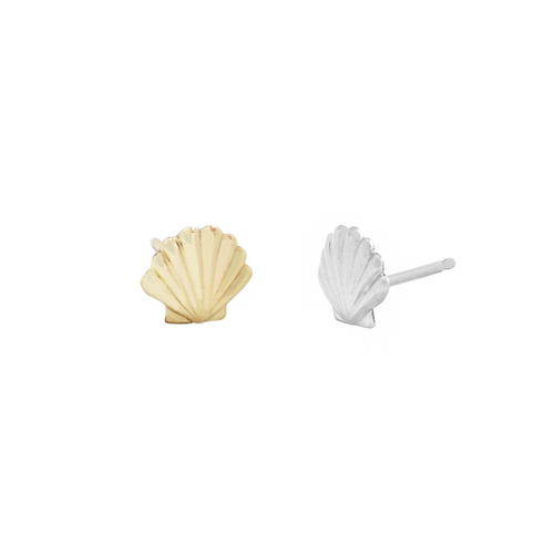Solid 14k Gold or Sterling Silver Shell Earring - Single