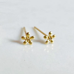 14k Flower Stud with Diamonds - Single