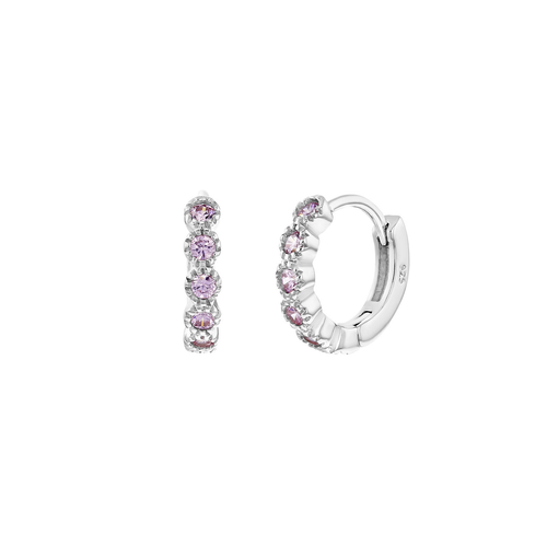 Pink Cubic Zirconia Huggie Earrings