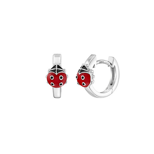 Enamel Ladybug Huggie Earrings