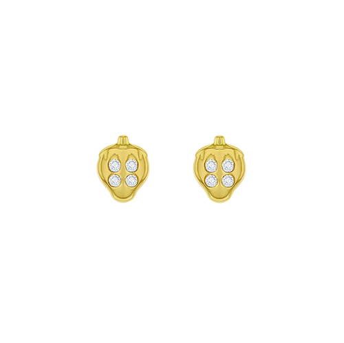 Solid Gold Strawberry Studs with CZ Stones