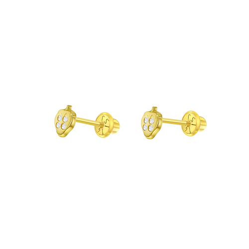 Solid Gold Strawberry Studs with CZ Stones