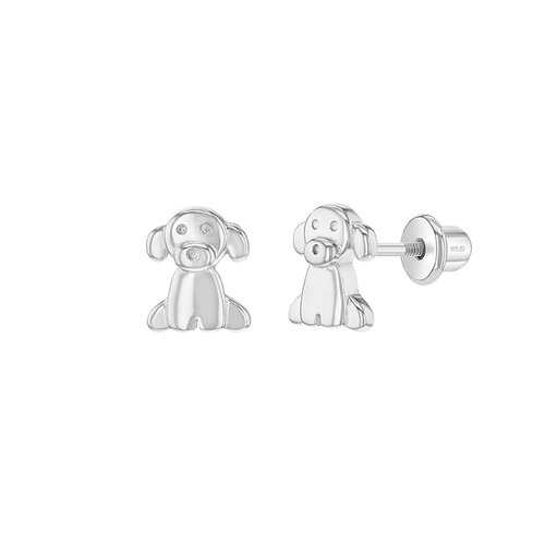 Dog Stud Earrings with Screw Backs for Kids