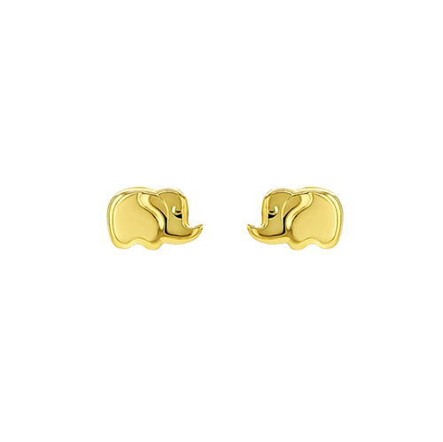 Solid Gold Tiny Elephant Studs for Kids