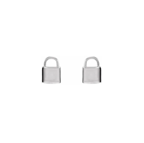 Tiny Silver Lock Earrings
