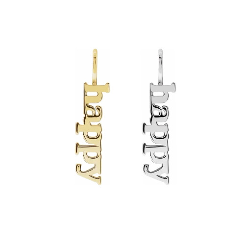 14k Gold or Sterling Silver Happy Charm