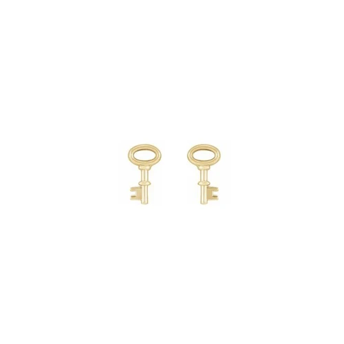 Solid Gold or Sterling Silver Key Stud Earrings