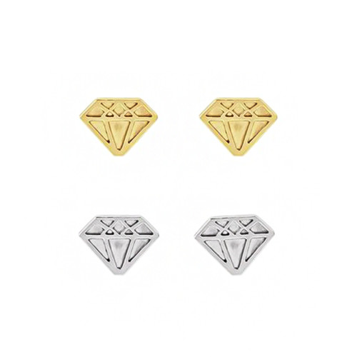 14k Gold or Sterling Silver Diamond Shape Earrings