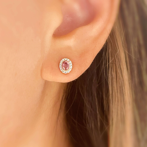 Pink Tourmaline and White Topaz Earrings