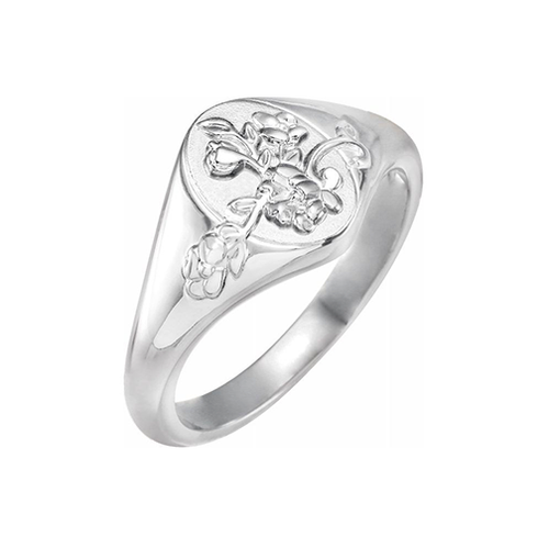 Floral Signet Ring - size 7