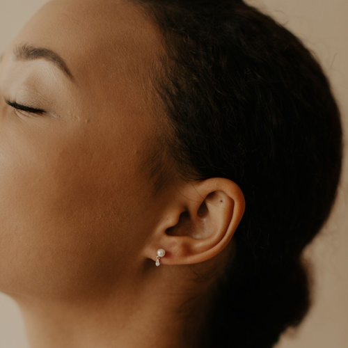 10k Gold Studs with Pearls and Dangling CZ