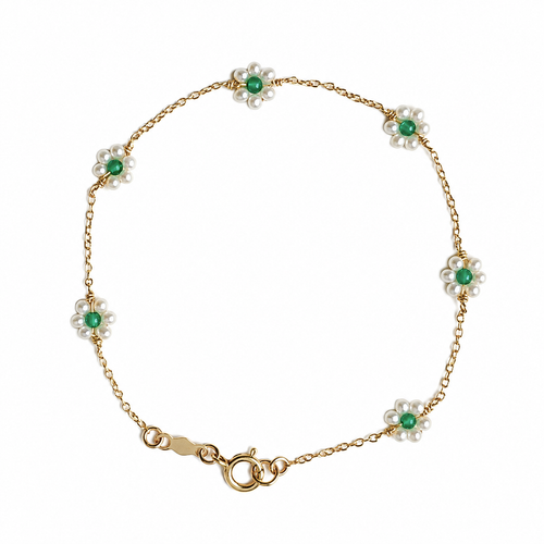 Freshwater Pearl and Gemstone Flower Bracelet