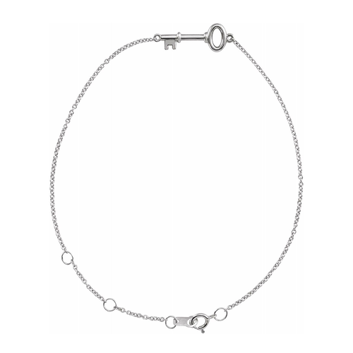 Solid Gold or Sterling Silver Key Bracelet