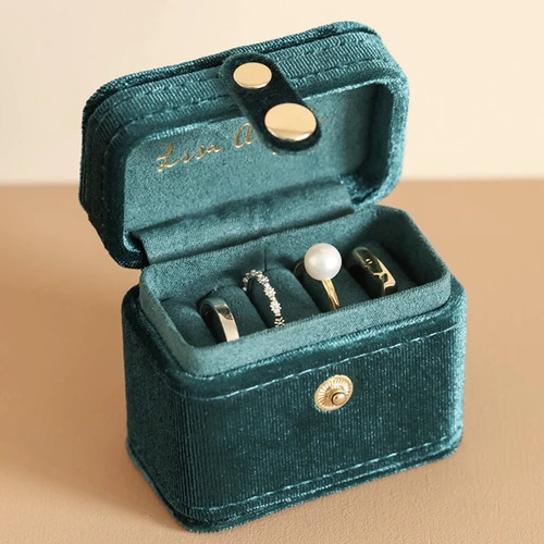Starry Night Velvet Petite Ring or Earring Case in Teal