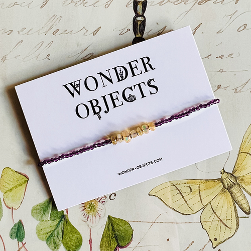 Gemstone and Faceted Crystal Cord Bracelet