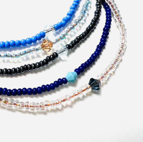 Glass Seed Beads and Swarovski  Crystal Bracelets