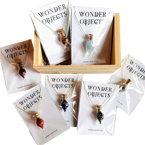 Potion Bottle Amulet Charm with Rondelle Gemstone Beads