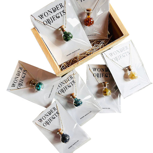 Potion Bottle Amulet Charm with Gemstone Chips